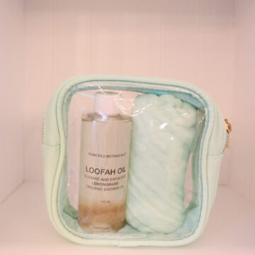 2pc Loofah Shower Oil Gift Set with Muslin Cloth