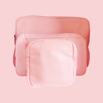 3 pc Sun-Kisses Makeup Bag Set: Peachy Pink