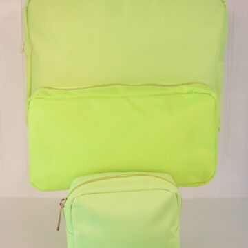 3 pc Sun-Kisses Makeup Bag Set: Neon Lime