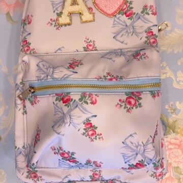 Mini Coquette Backpack (blue w/roses)