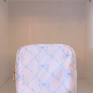 Blue Coquette Bow Cosmetic Bag (Small)