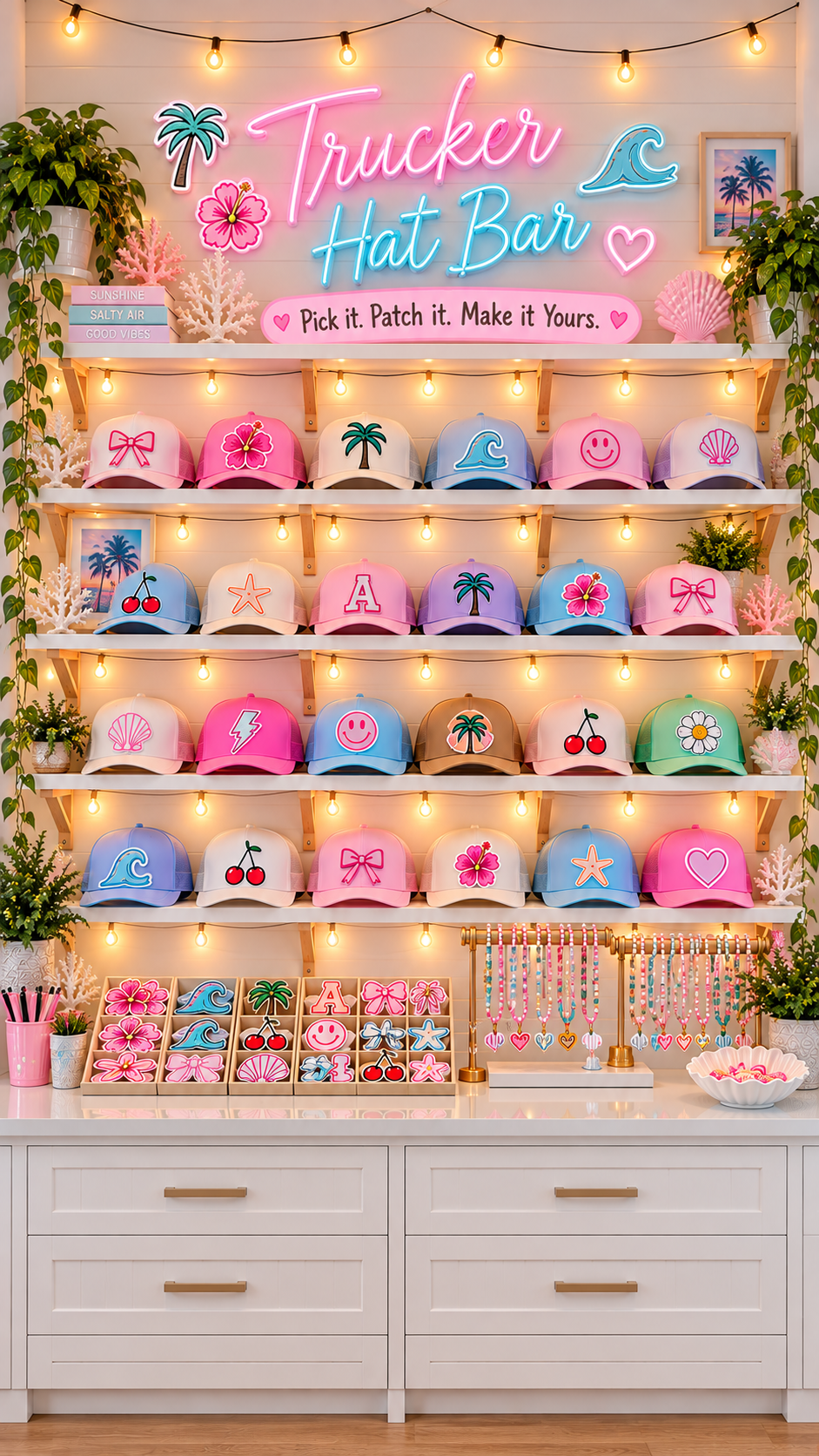 9 16 Pastel Coastal Trucker Hat Bar