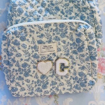 A La Carte: Personalized Coquette Cotton Makeup Pouch (Blue/Medium)