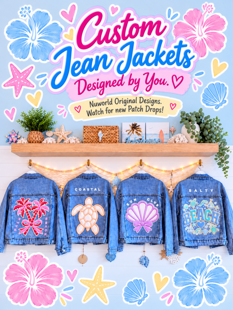 3 4 Pastel Coastal Custom Jean Jacket Display