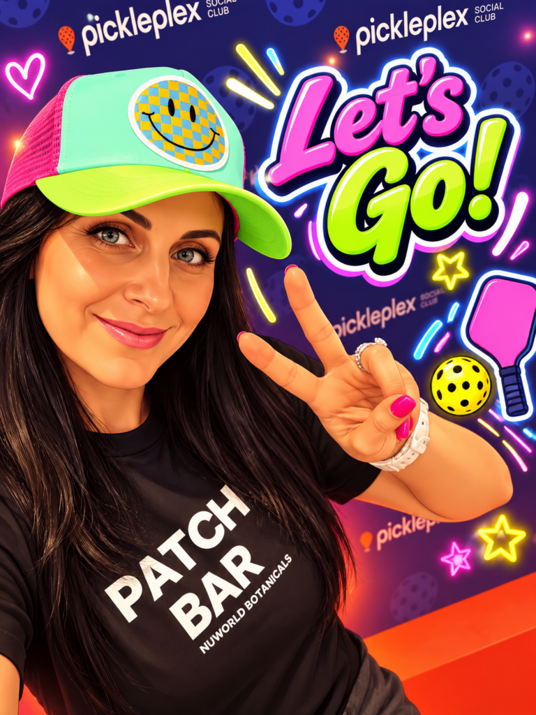 3 4 Trucker Hat Neon Pickleplex Selfie Celebration